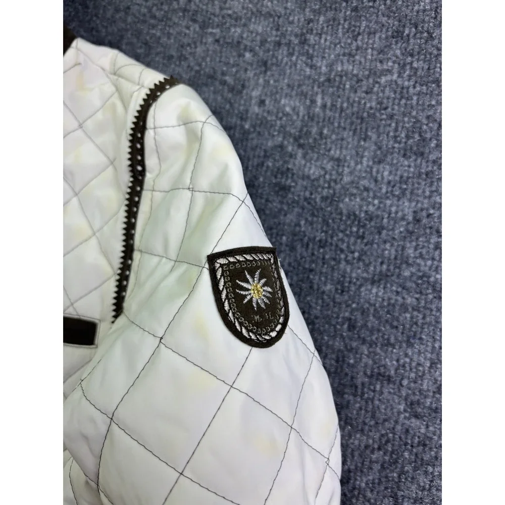 Miller‎ Quilted Longline Jacket Womens Size S White Brown Equestrian Full Zip
